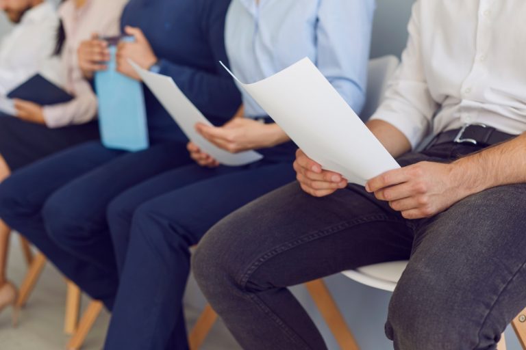 Job candidates waiting to interview.