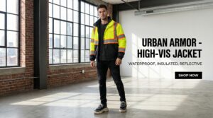 ANSI Class 3 Hi-Vis Black Bottom Fleece-Lined Winter Bomber Jacket-1