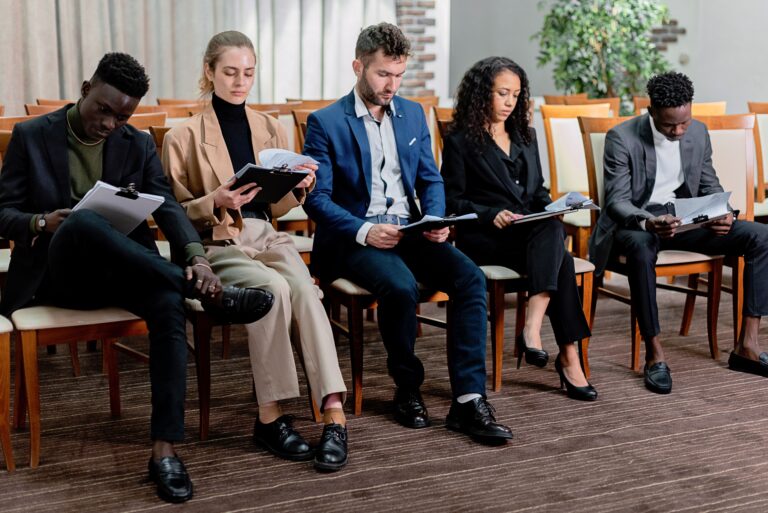 Variety of applicants waiting for an interview.
